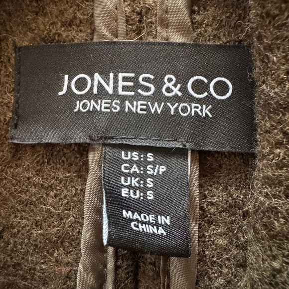 Jones New York Women’s Long Wool Hooded Coat Toggle Close Size Small Green - Picture 5 of 5